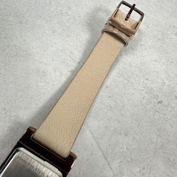 Anne Klein Watch Womens 20mm Rectangle Brown Bronze Tone MOP Dial New Battery - Picture 9 of 12